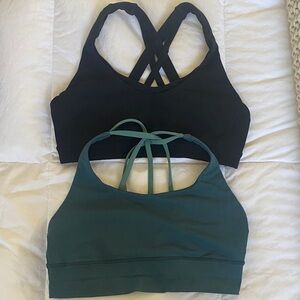 Lululemon Women's Strappy Sports Bra Set - Black and Teal Size 10